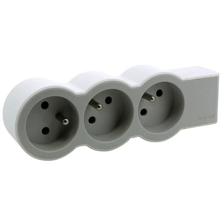 Rallonge Extra-Plate 3X2P+T À Câbler - Blanc/Gris Clair