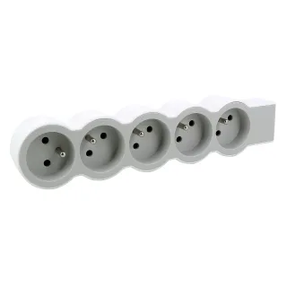 Rallonge Extra-Plate 5X2P+T À Câbler - Blanc/Gris Clair