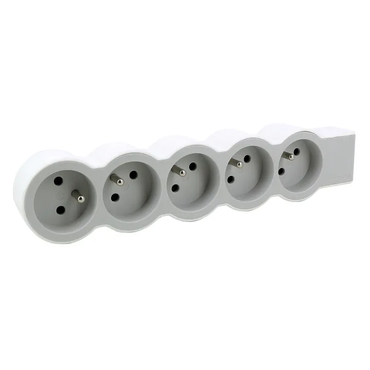 Rallonge Extra-Plate 5X2P+T À Câbler - Blanc/Gris Clair