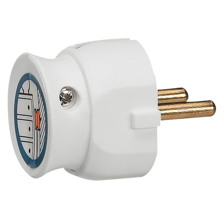 FICHE 2P 16A EXTRA PLAT BLANC
