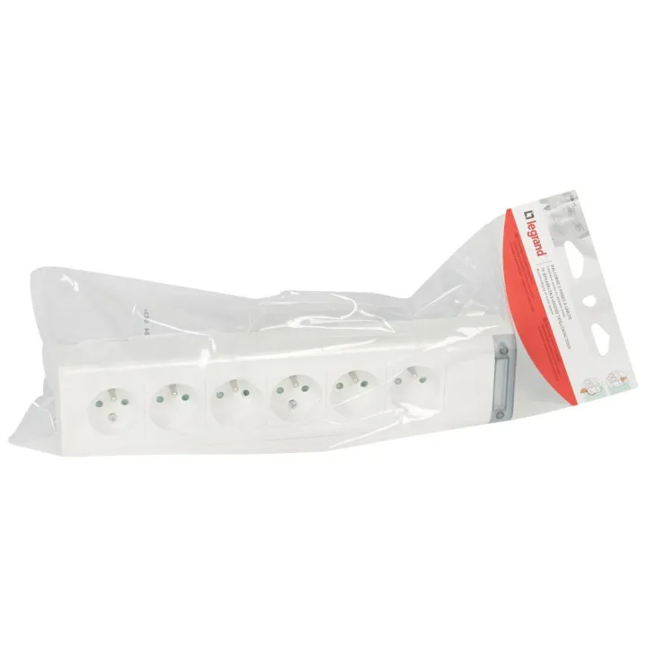 Bloc Multiprise Fixable 6X2P+T Longueur 343Mm À Câbler - Blanc