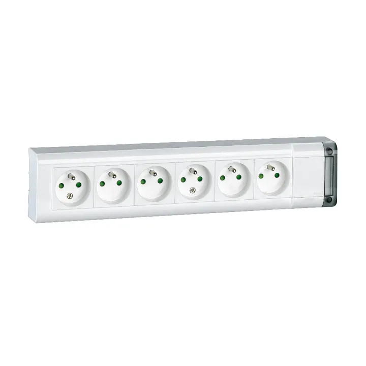 Bloc Multiprise Fixable 6X2P+T Longueur 343Mm À Câbler - Blanc