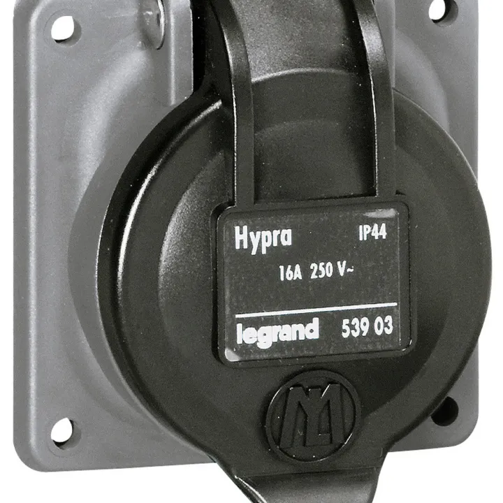 Prise De Courant Fixe 2P+T À Brochage Domestique Hypra Ip44 - 250V~ - Plastique