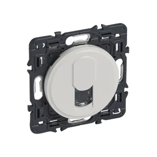 Prise Téléphone Rj45 Céliane Avec Enjoliveur Blanc Et Support