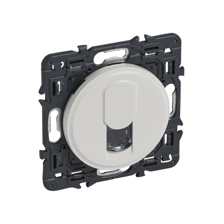 Prise Téléphone Rj45 Céliane Avec Enjoliveur Blanc Et Support