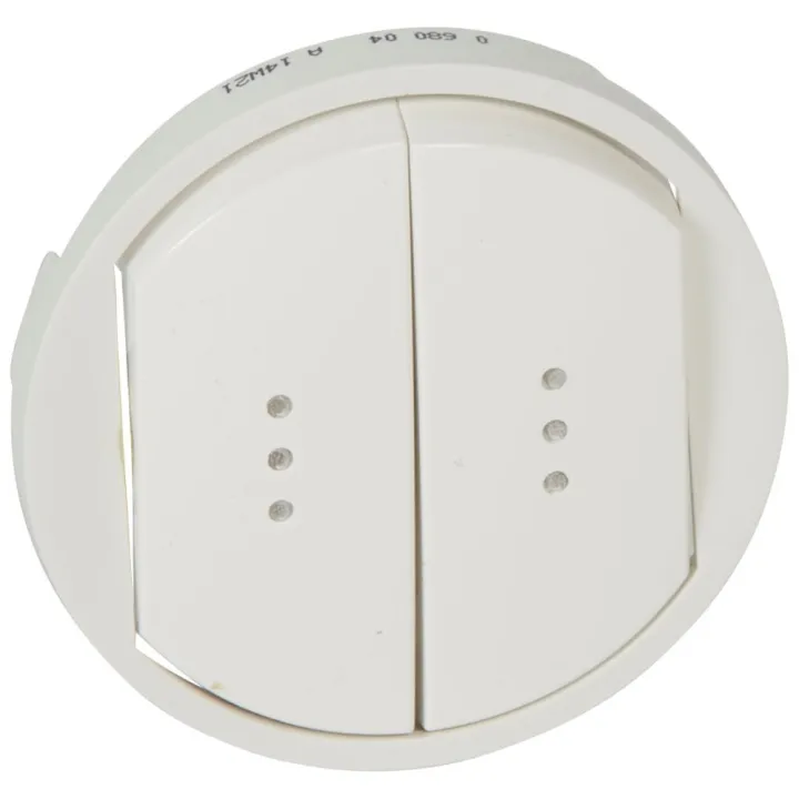 Enjoliveur Large Céliane Double Inter, Va-Et-Vient Ou Poussoir Avec Voyant-Blanc