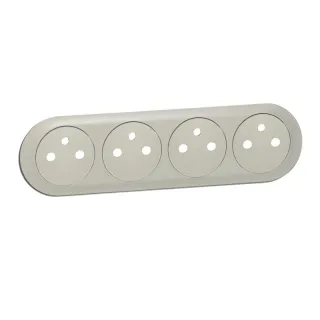 Enjoliveur Céliane Quadruple Prise 2P+T Surface Précablée Compacte - Titane