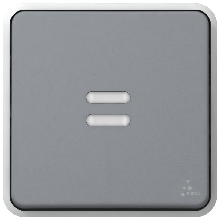 Interrupteur ou va-et-vient lumineux Plexo composable IP55 10AX 250V - gris