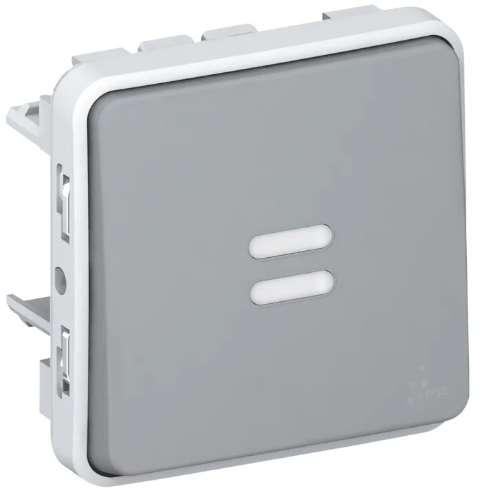 Interrupteur Ou Va-Et-Vient Lumineux Plexo Composable Ip55 10Ax 250V - Gris