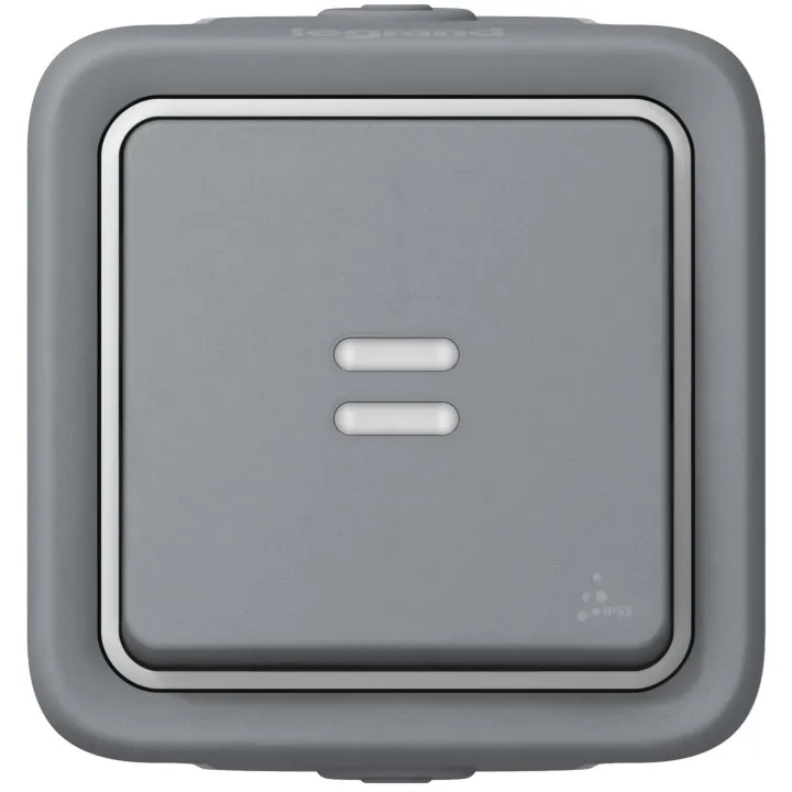 Poussoir Étanche No Lumineux 10A Plexo Complet Ip55 Saillie - Gris