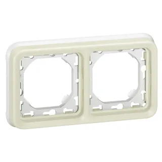 Support Plaque Étanche 2 Postes Horizontaux Plexo Composable Ip55 - Blanc