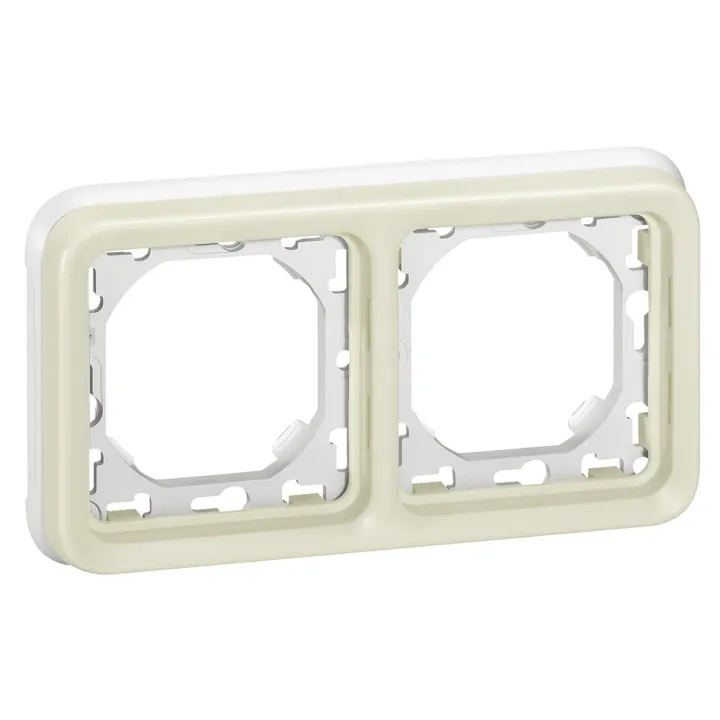 Support Plaque Étanche 2 Postes Horizontaux Plexo Composable Ip55 - Blanc