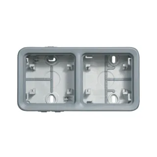 Boîtier Étanche À Embouts 2 Postes Horizontaux Plexo Composable Ip55 - Gris