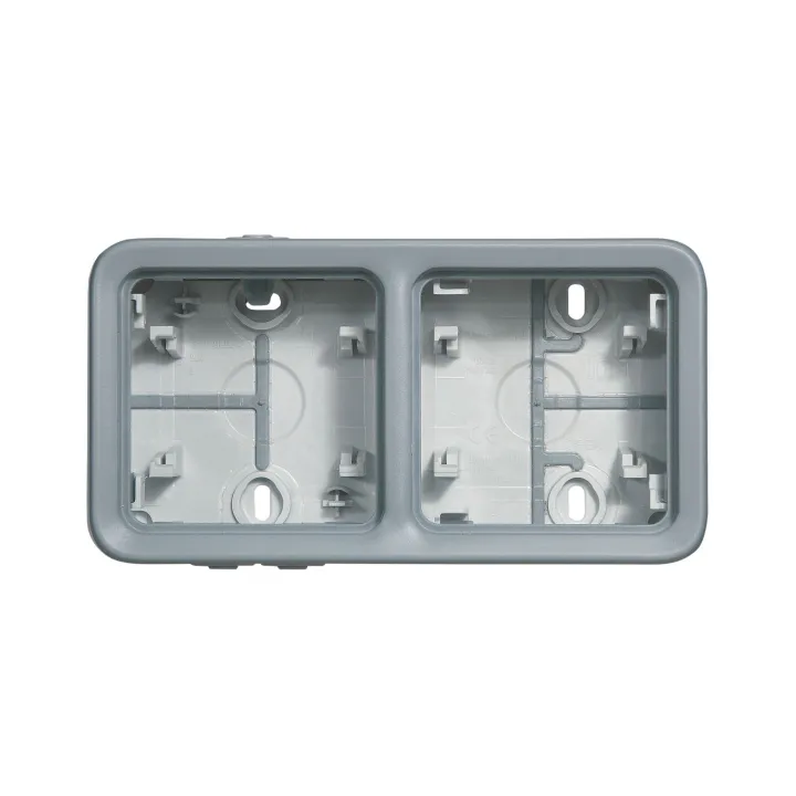 Boîtier Étanche À Embouts 2 Postes Horizontaux Plexo Composable Ip55 - Gris