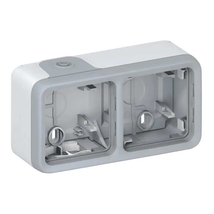 Boîtier Étanche À Embouts 2 Postes Horizontaux Plexo Composable Ip55 - Gris