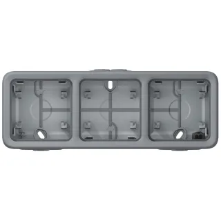 Boîtier Étanche À Embouts 3 Postes Horizontaux Plexo Composable Ip55 - Gris