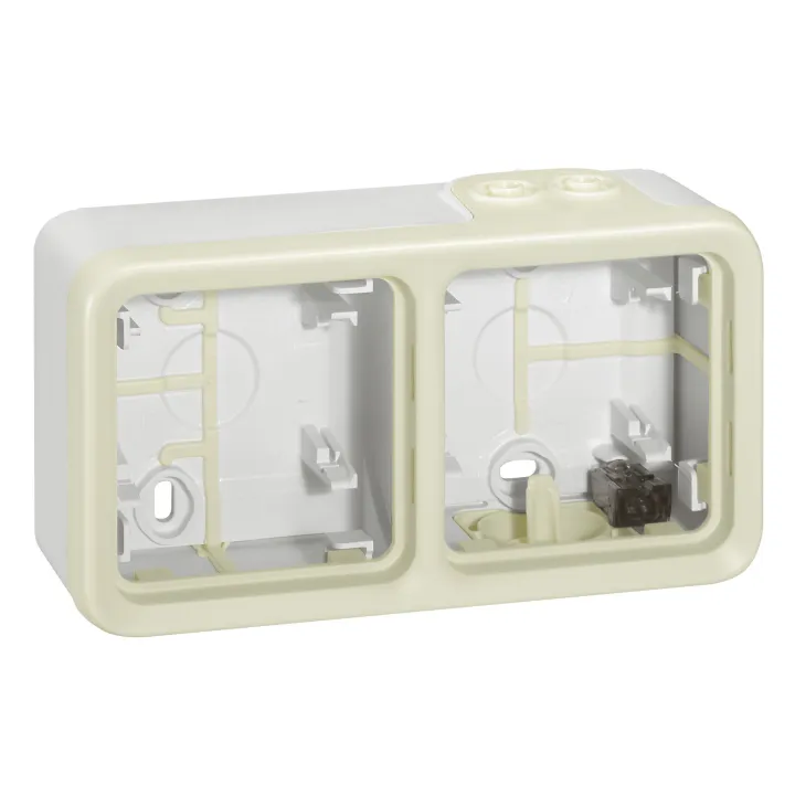 Boîtier Étanche À Embouts 2 Postes Horizontaux Plexo Composable Ip55 - Blanc