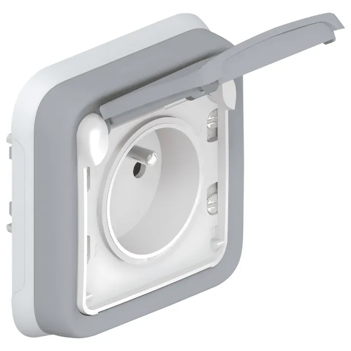 Prise De Courant Étanche 2P+T Éclips 16A Plexo Complet Ip55 Encastré - Gris