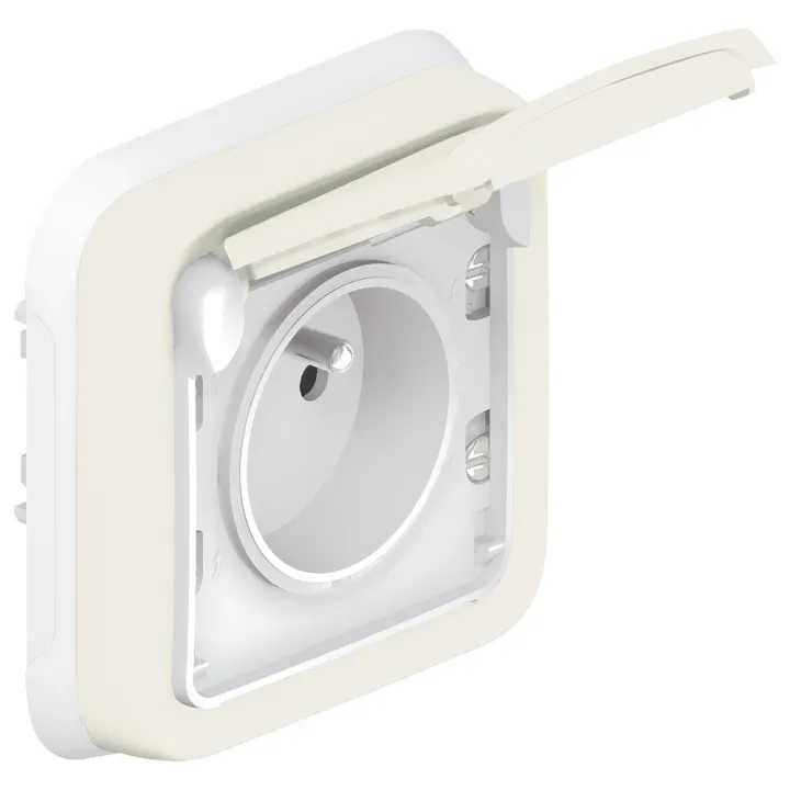 Prise De Courant Étanche 2P+T Éclips 16A Plexo Complet Ip55 Encastré - Blanc