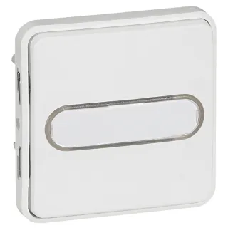Poussoir No Lum +Porte-Étiquette Plexo Compo Ip55 10A -Blanc Artic Antimicrobien