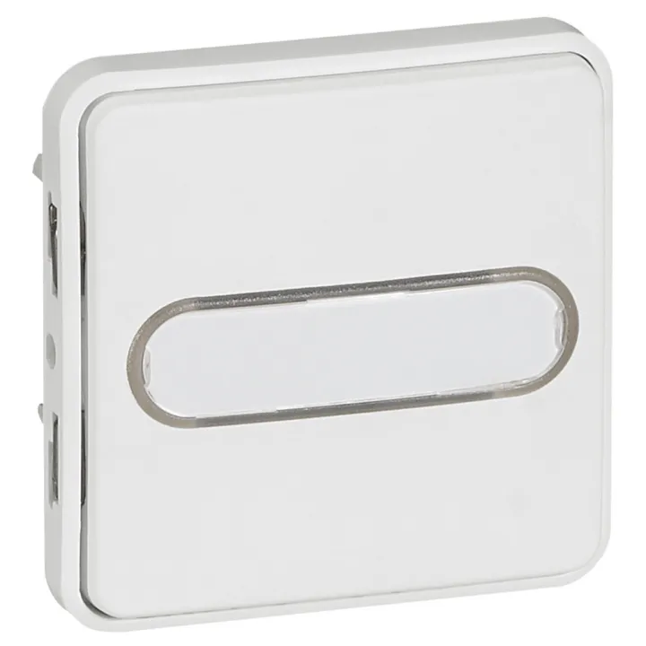 Poussoir No Lum +Porte-Étiquette Plexo Compo Ip55 10A -Blanc Artic Antimicrobien