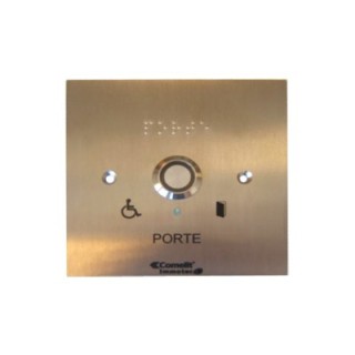 Bouton sonore+led monté sur façade inox 100x100 pour pot diam 65