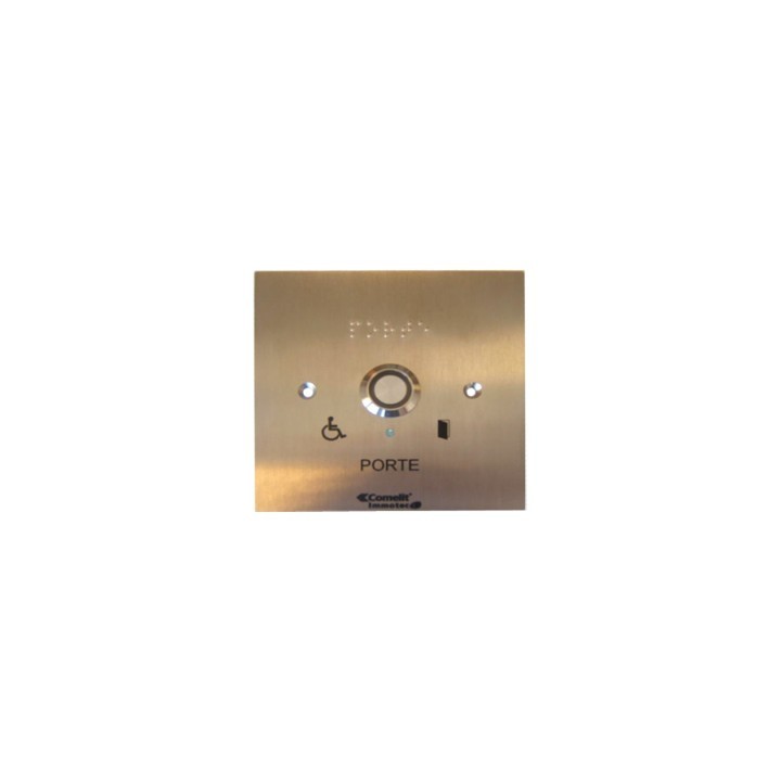 Bouton sonore+led monté sur façade inox 100x100 pour pot diam 65