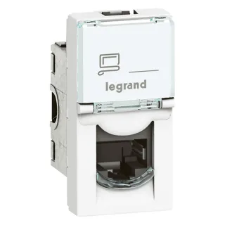 Prise Rj45 Catégorie 6A Stp À Blindage Métal Mosaic 1 Module - Blanc