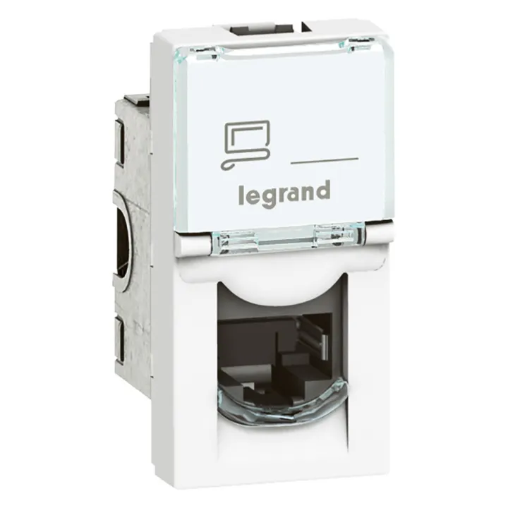 Prise Rj45 Catégorie 6A Stp À Blindage Métal Mosaic 1 Module - Blanc