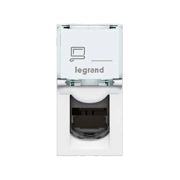 Prise Rj45 Catégorie 6A Stp À Blindage Métal Mosaic 1 Module - Blanc