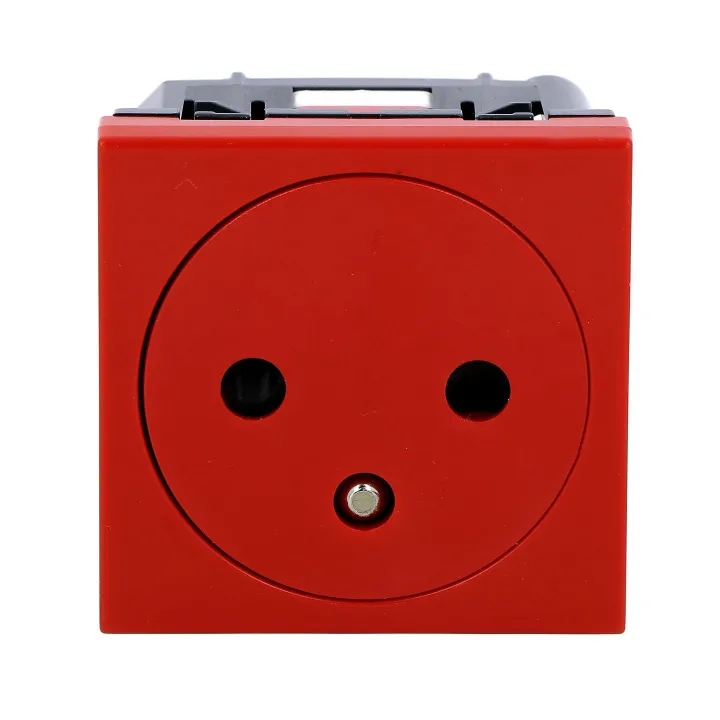 Prise De Courant Surface Mosaic - 2P+T - 2 Modules - Rouge Antimicrobien