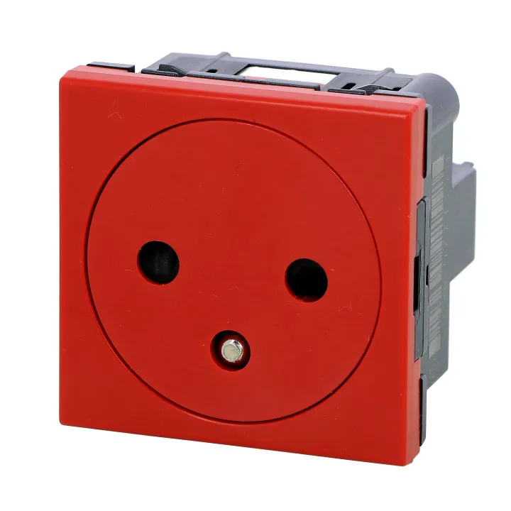 Prise De Courant Surface Mosaic - 2P+T - 2 Modules - Rouge Antimicrobien