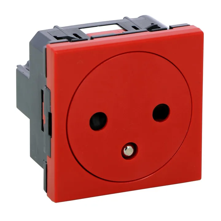Prise De Courant Surface Mosaic - 2P+T - 2 Modules - Rouge Antimicrobien