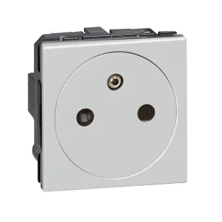 Prise 2P+T Surface Mosaic 2 Modules Avec Connexion Par Bornes Automatiques Alu