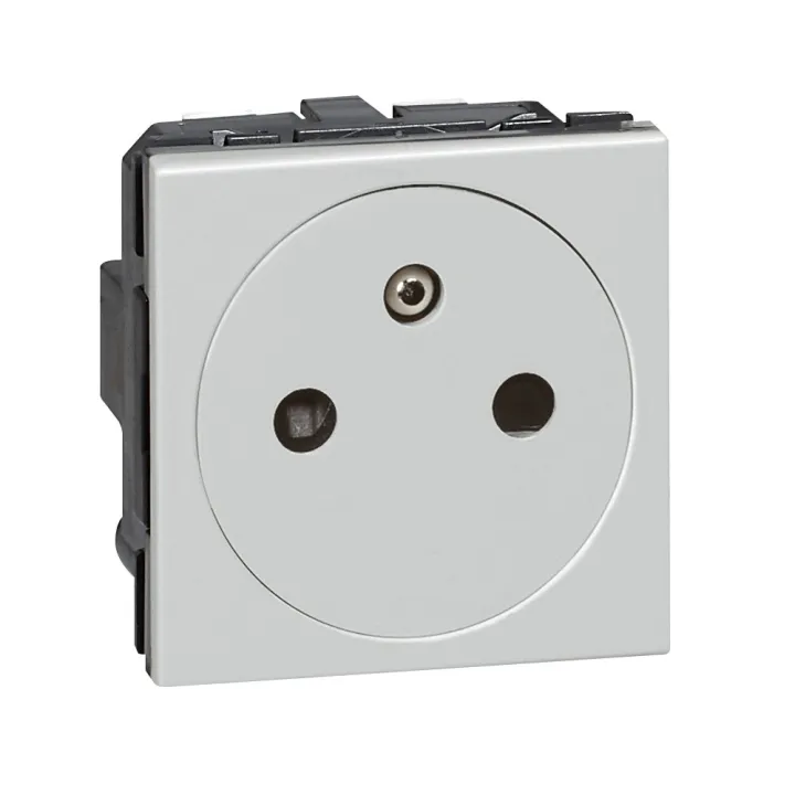 Prise 2P+T Surface Mosaic 2 Modules Avec Connexion Par Bornes Automatiques Alu