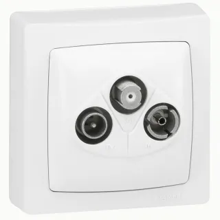 Prise Tv-R-Sat Appareillage Saillie Complet - Blanc