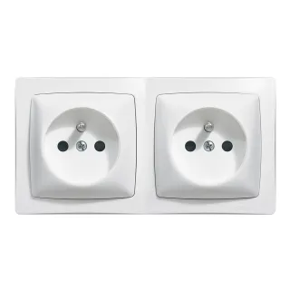Prise De Courant 2X2P+T Précâblée Appareillage Saillie Complet - Blanc