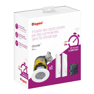 Kit 3 spots dimmable Modul'up complet + micromodule + 2 cdes dooxie sans fil