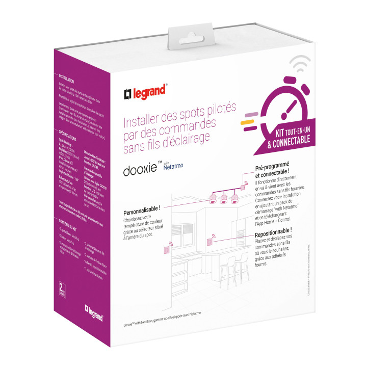 Kit 3 spots dimmable Modul'up complet + micromodule + 2 cdes dooxie sans fil Kit 3 spots dimmable Modul'up complet + micromodule + 2 cdes dooxie sans fil