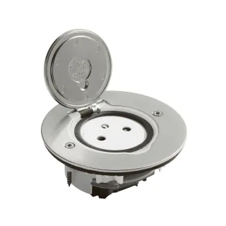 Prise De Sol Simple 2P+T Surface 16A 250V Avec Platine Ronde - Inox Brossé