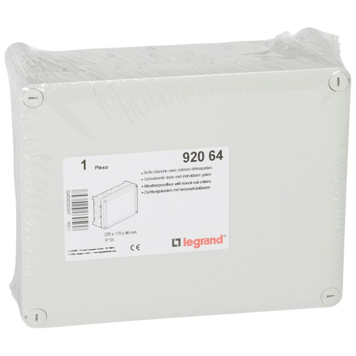 Boîte de dérivation rectangulaire pour presse-étoupe Plexo gris - 220x170x86mm
