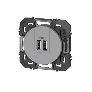 DOOXIE CHARGEUR 2 USB A+A 2.4A 12 W ALU COMPOSABLE