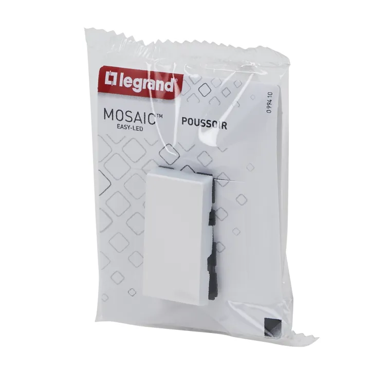 Poussoir Mosaic Easy-Led 6A 1 Module - Blanc