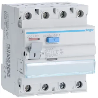 Interrupteur Différentiel 25A 300Ma 3P+N Type Ac 60Hz À Bornes Alignées