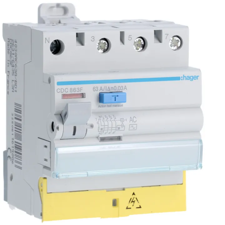 Interrupteur Différentiel 63A 30Ma 3P+N Type Ac À Bornes Décalées