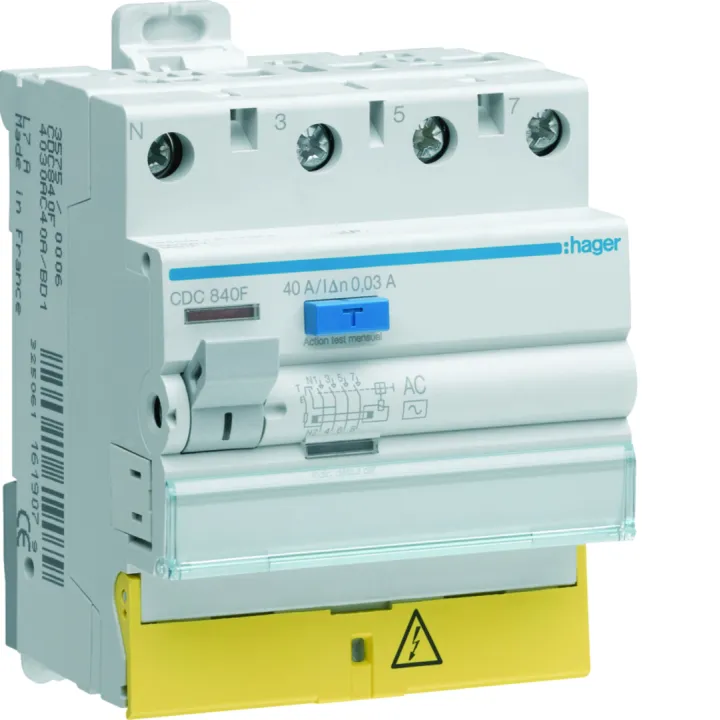 Interrupteur Différentiel 3P+N 40A 30Ma Type Ac À Borne Décalée