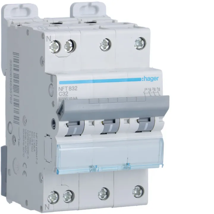 Disjoncteur 3P+N 6-10Ka Courbe C - 32A 3 Module