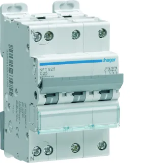 Disjoncteur 3P+N 6-10Ka Courbe C - 25A 3 Module
