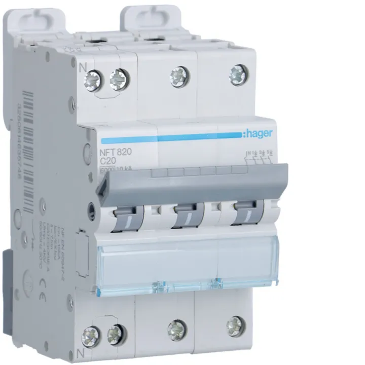 Disjoncteur 3P+N 6-10Ka Courbe C - 20A 3 Module
