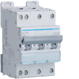 Disjoncteur 3P+N 6-10kA courbe C - 10A 3 modules